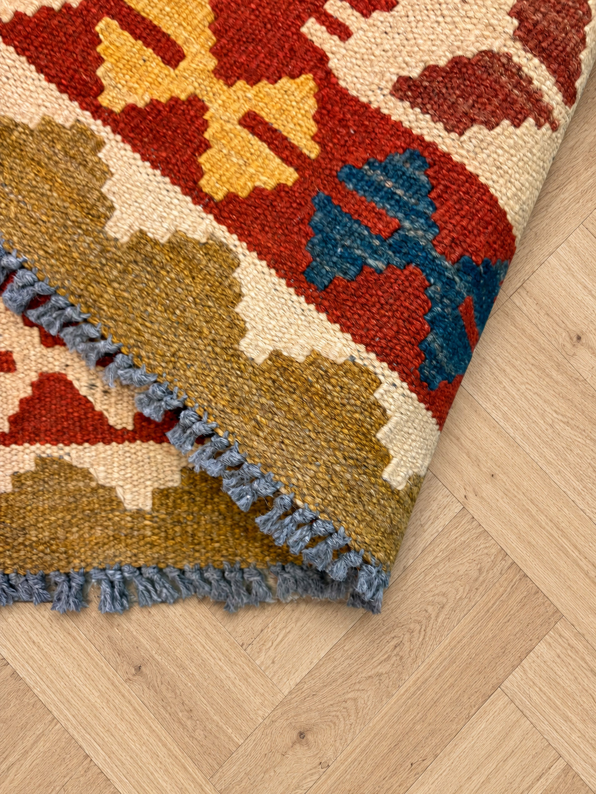 Kilim afghan moderne 147 × 262 cm - Motifs Losanges