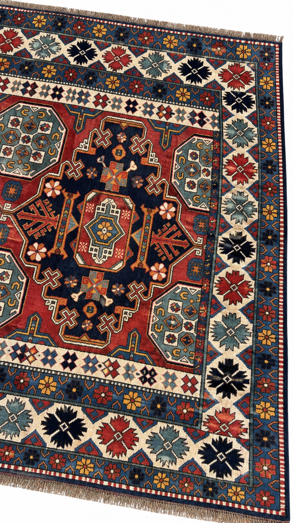Tapis Caucasien Carré – fait main en laine – 150 x 160 cm
