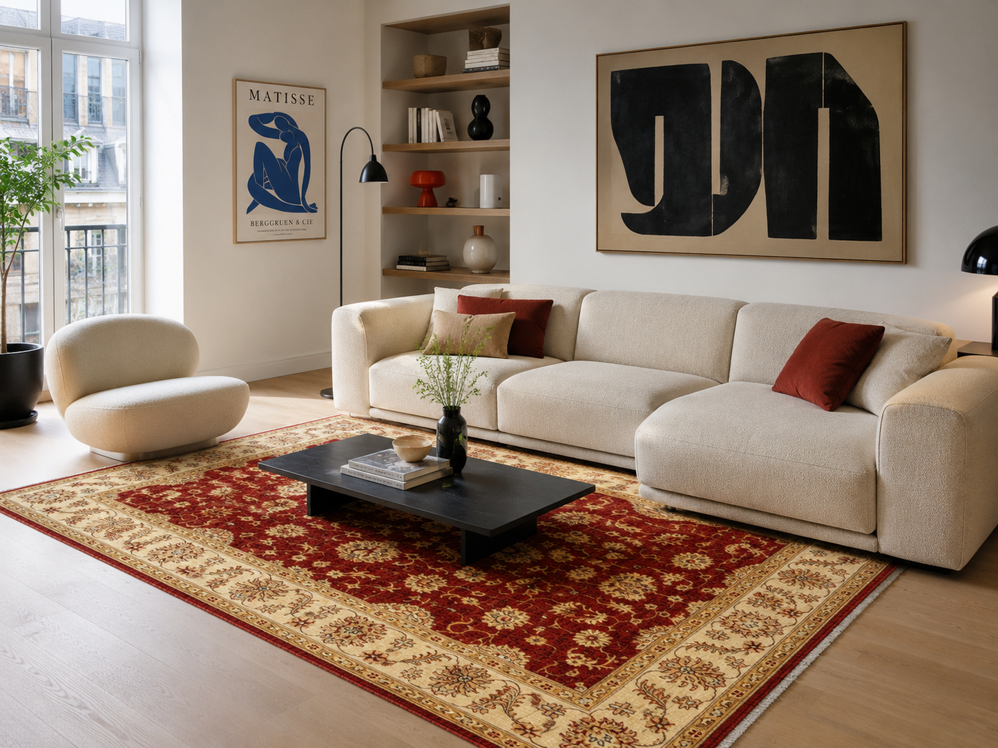 Tapis Oushak fait main en laine – 240 × 171 cm