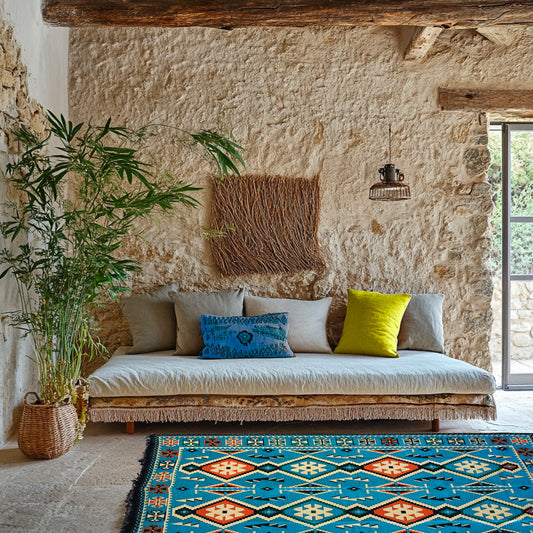 Tapis Aztèque Turquoise - Ma boutique