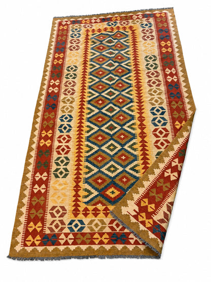 Kilim afghan moderne 147 × 262 cm - Motifs Losanges