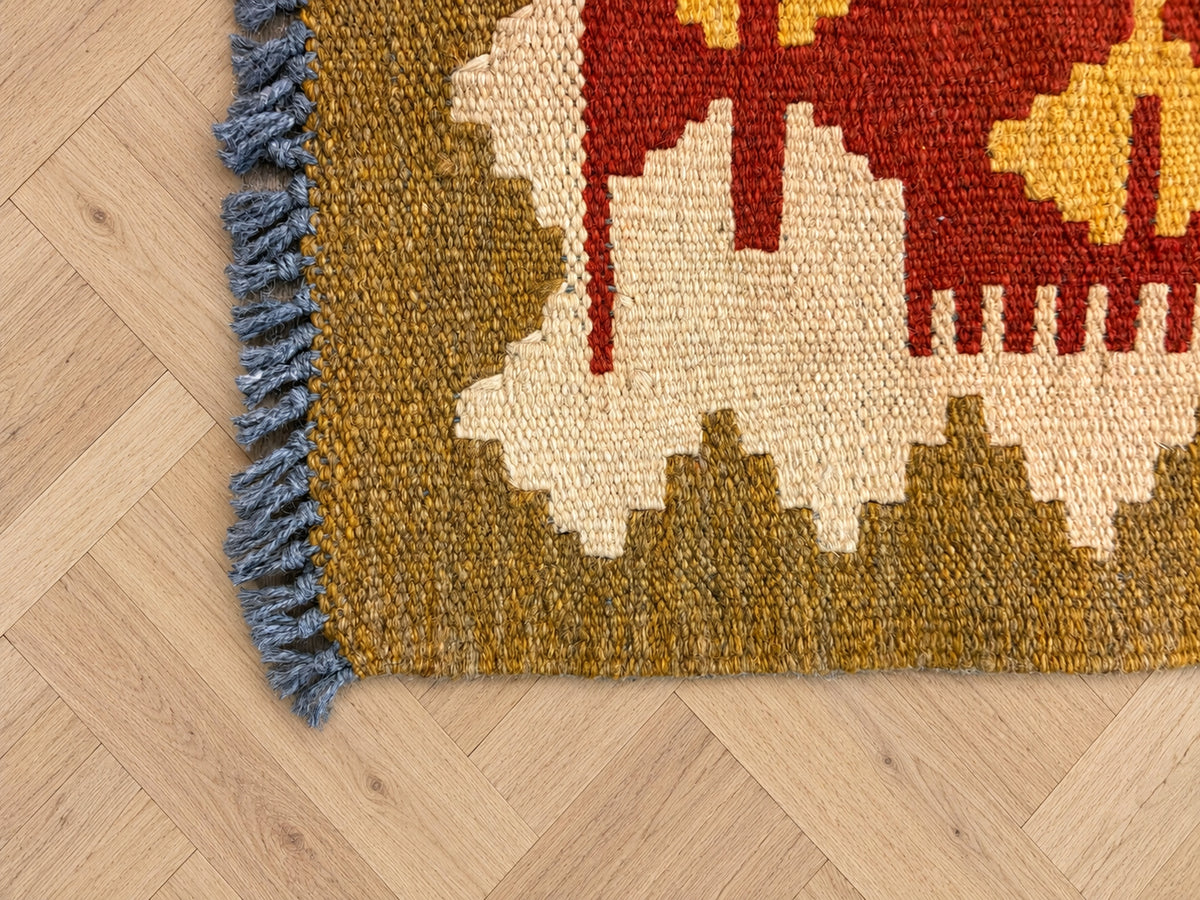Kilim afghan moderne 147 × 262 cm - Motifs Losanges