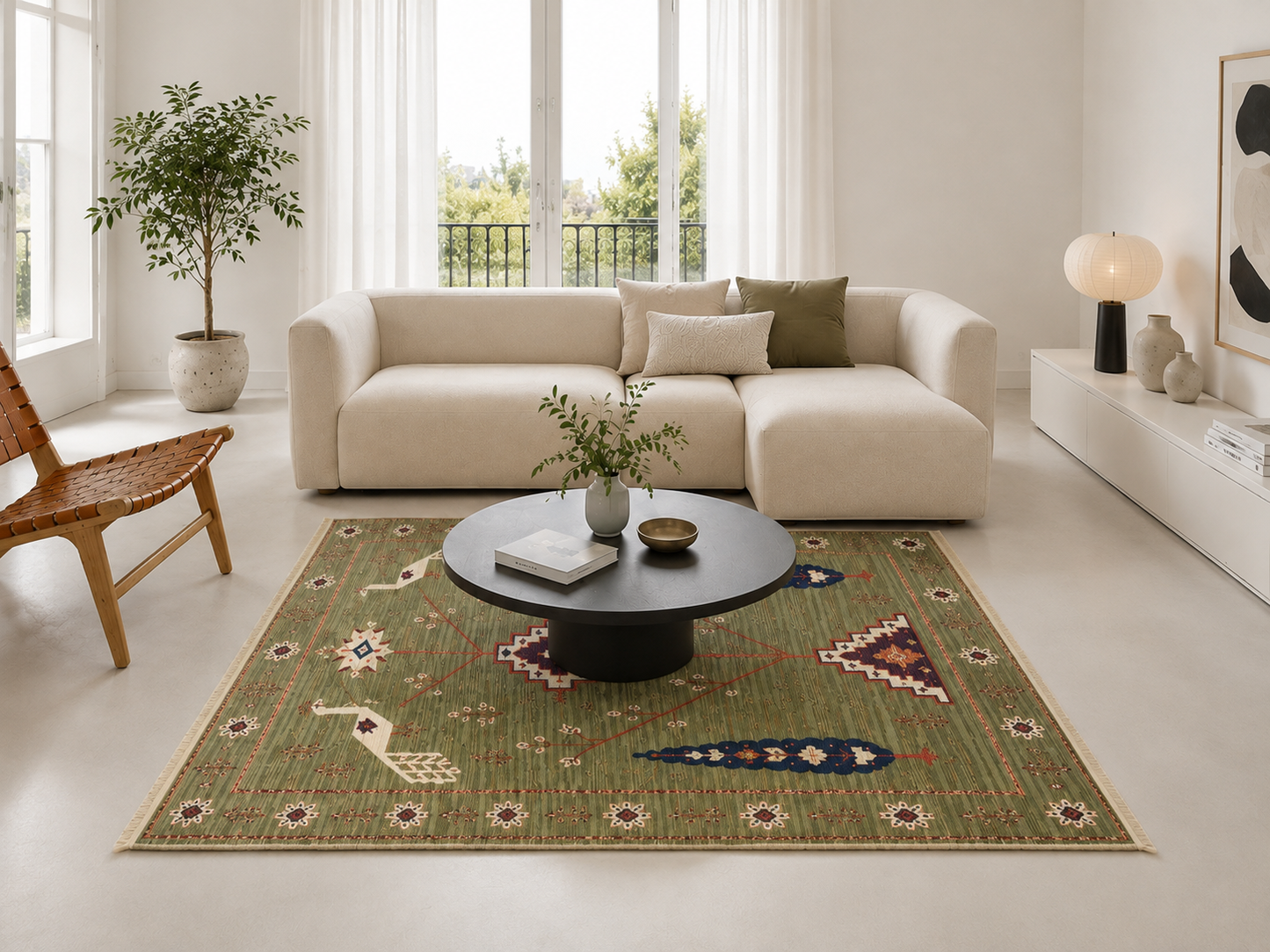 Nouveau: Tapis Byzance Paons et Arbre de vie (réversible)