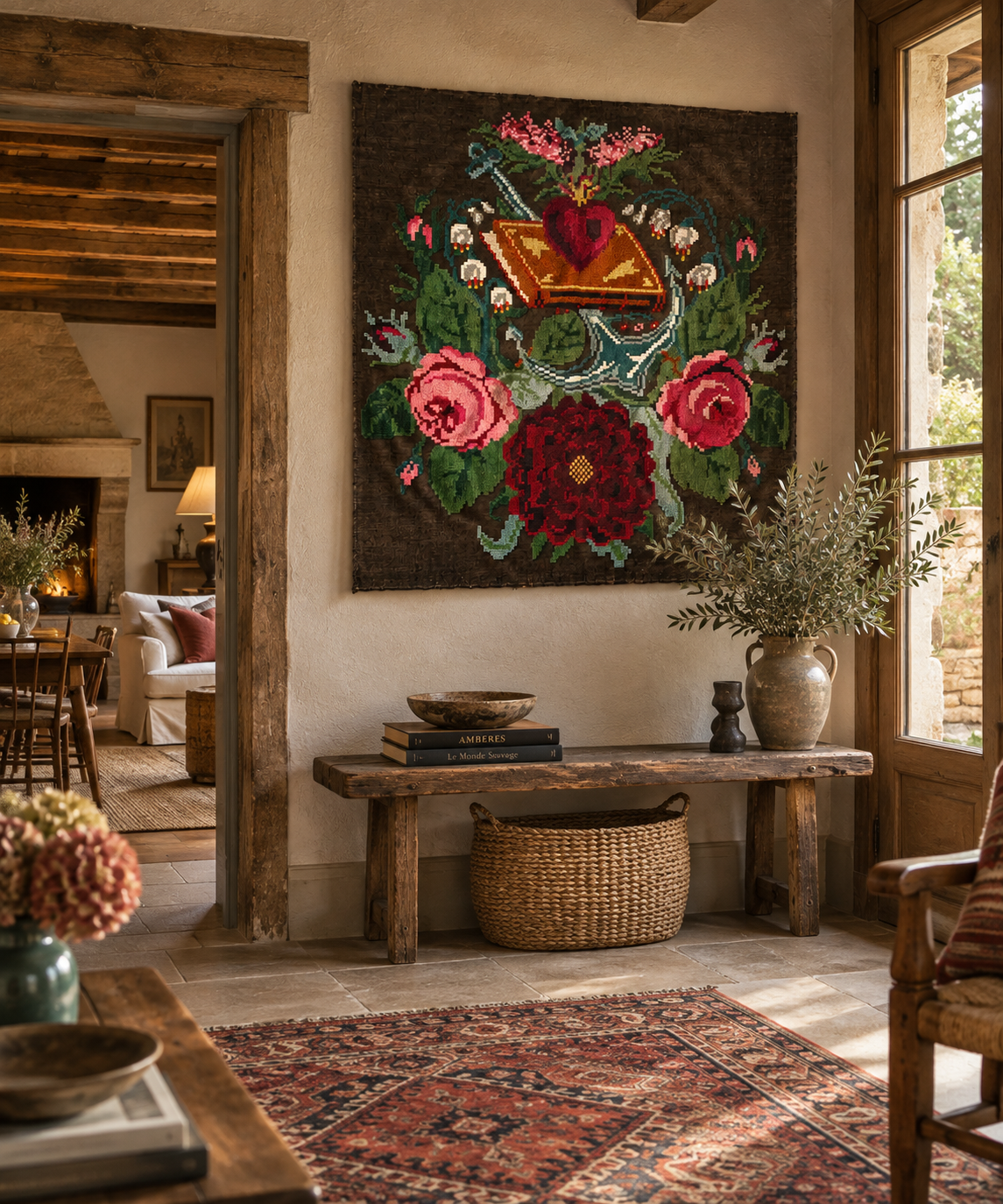 Kilim moldave ancien – 157 × 168 cm – Pièce unique