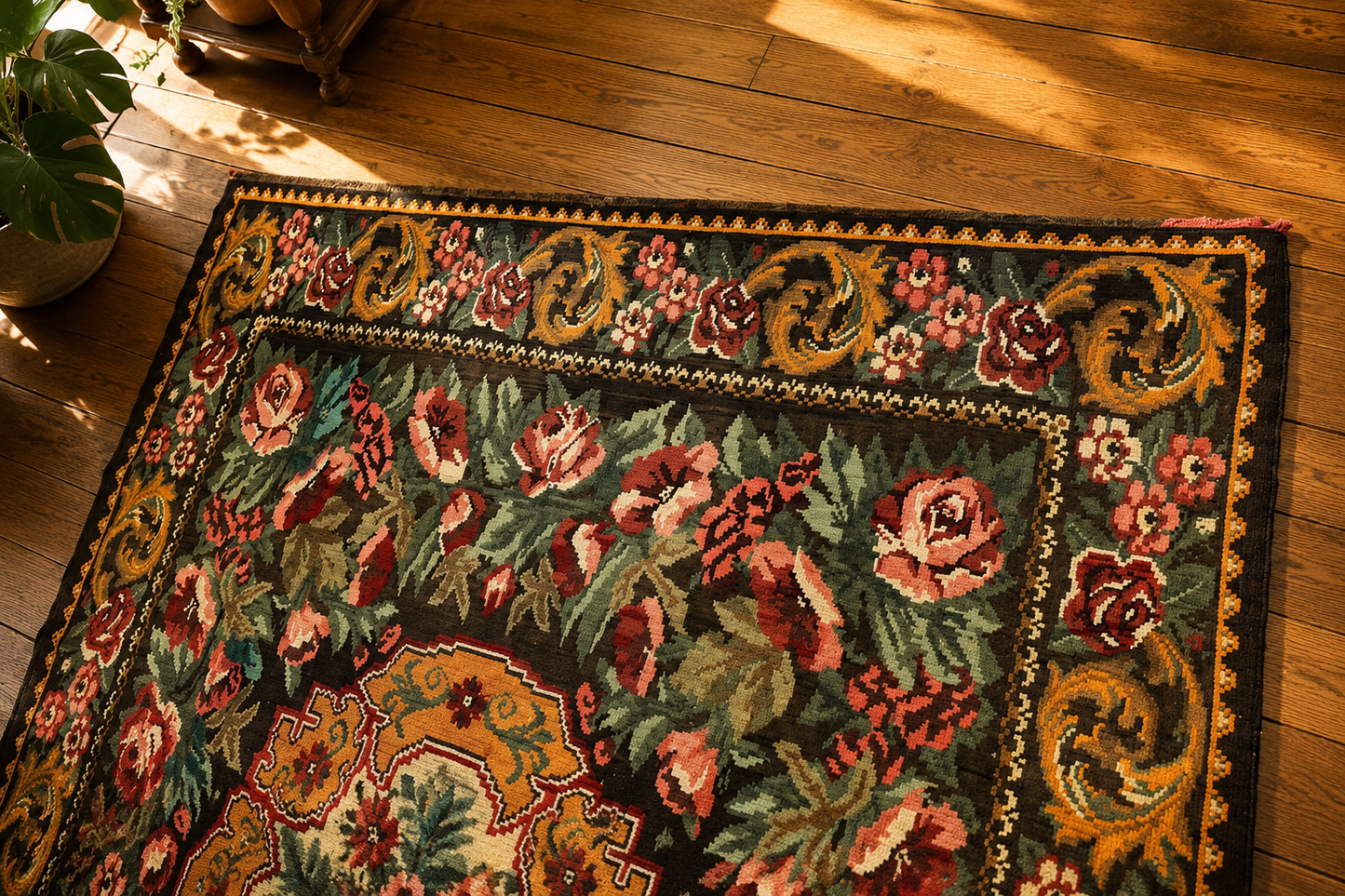 Kilim à la rose Moldave Ancien - Ma boutique