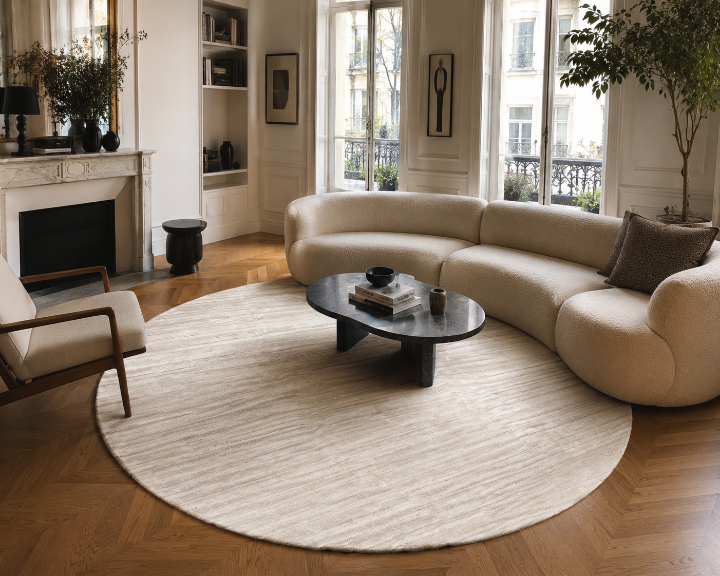 Tapis Gabbeh rond fait main – 250 cm de diamètre