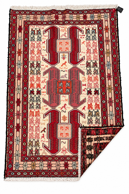 Tapis Shasavan ancien – Soie – Iran – 98 × 150 cm