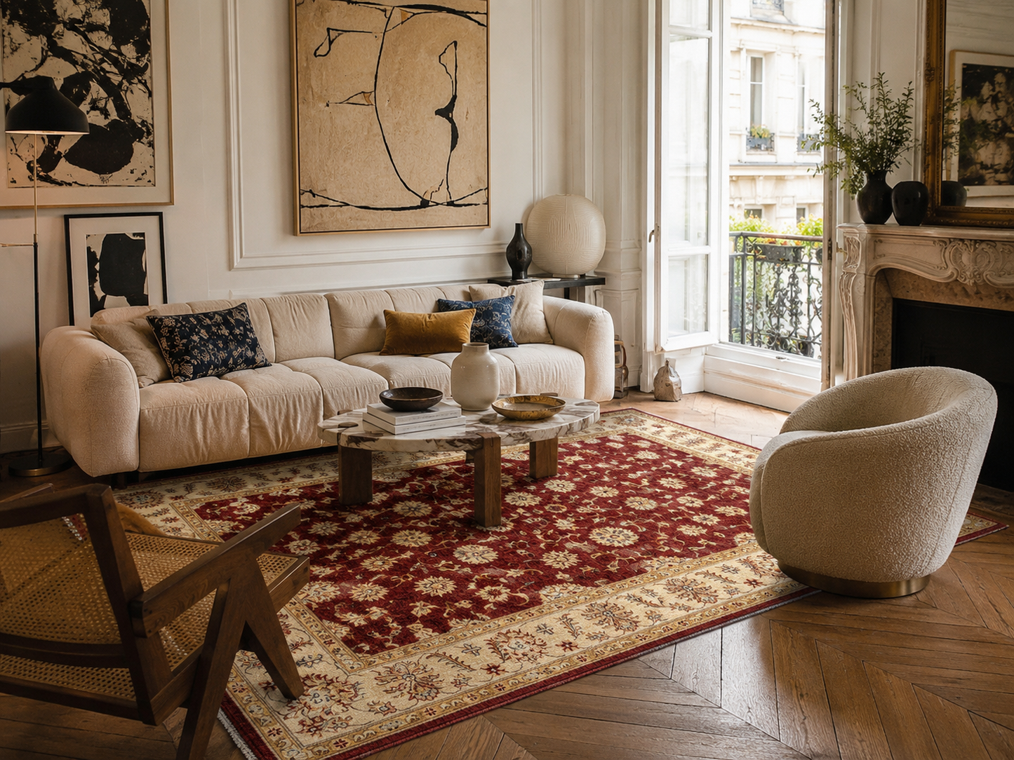 Tapis Oushak fait main en laine – 240 × 171 cm