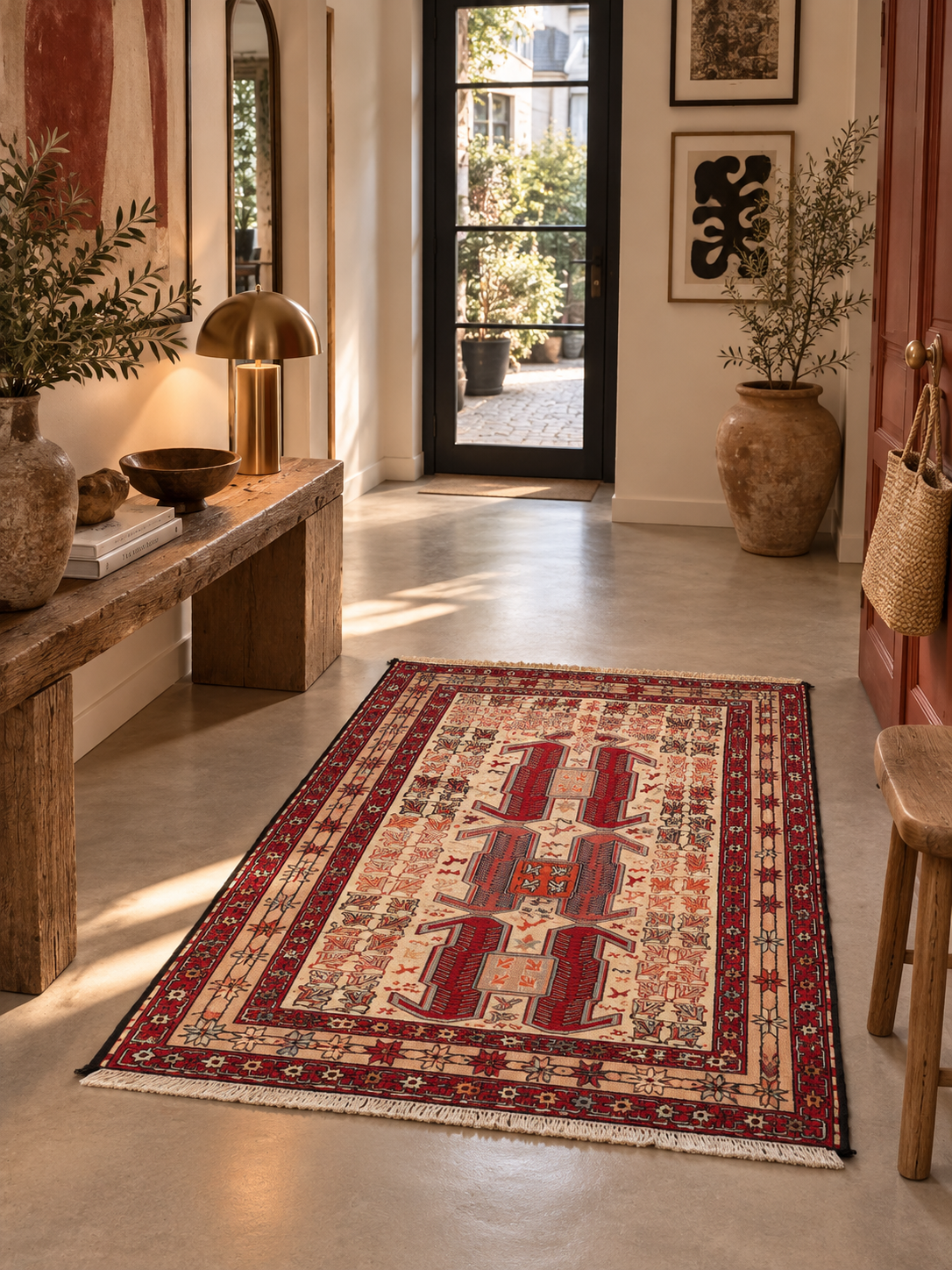 Tapis Shasavan ancien – Soie – Iran – 98 × 150 cm