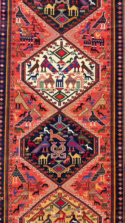 Tapis Shasavan ancien – 105 × 300 cm