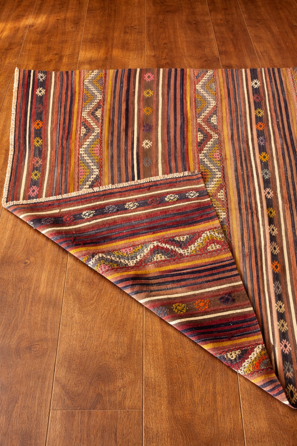 Kilim Cicim traditionnel Manisa Bordeaux-Orange - Ma boutique