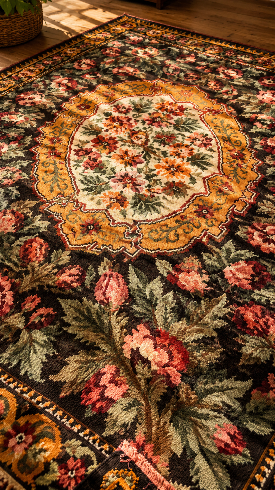 Kilim à la rose Moldave Ancien - Ma boutique