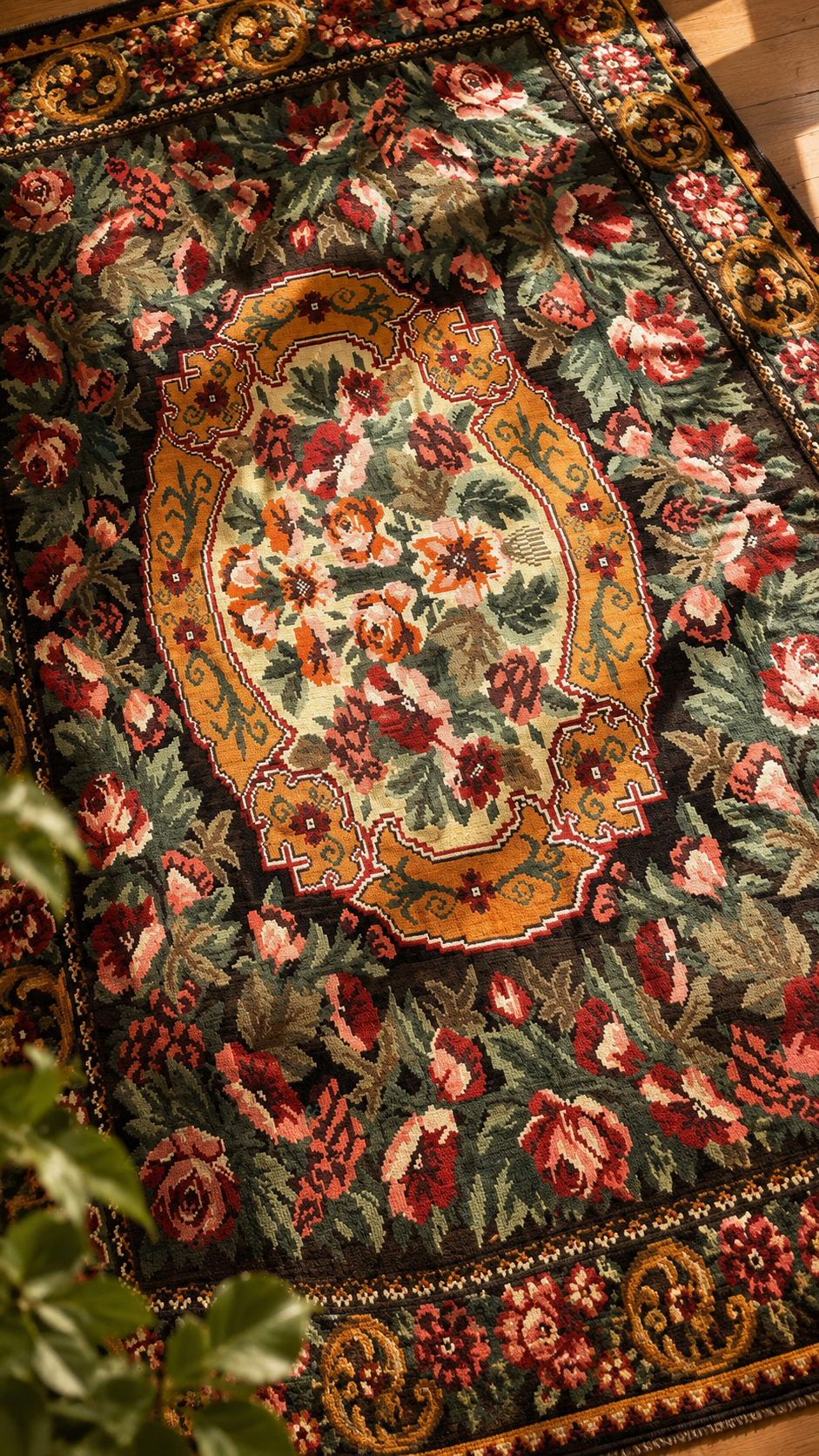 Kilim à la rose Moldave Ancien - Ma boutique