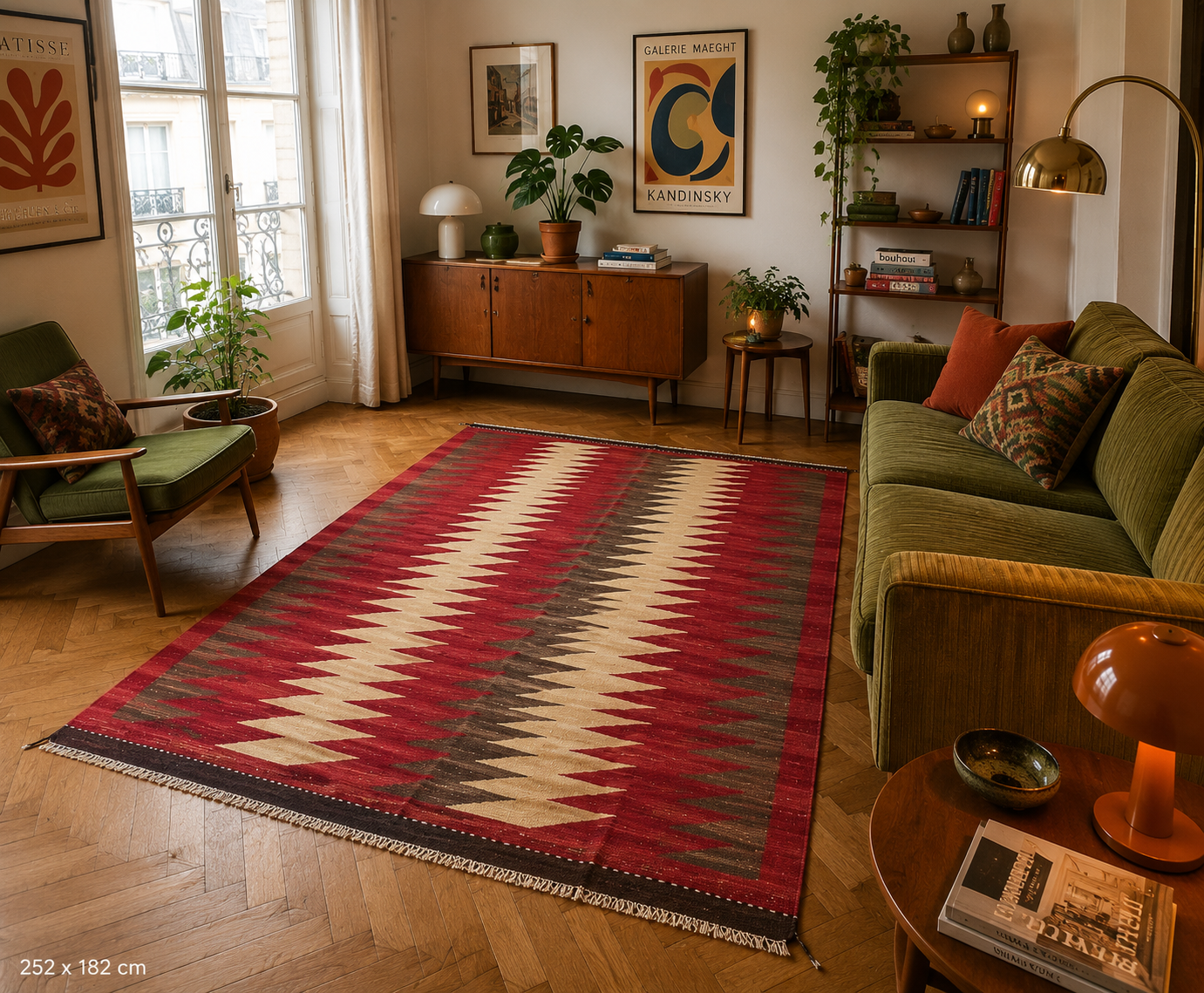 Kilim fait main – 252 × 182 cm