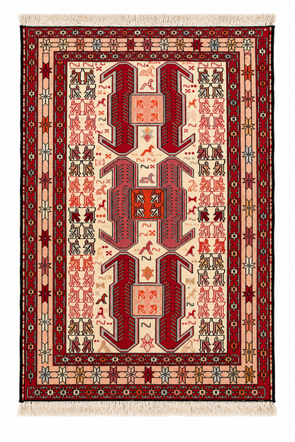 Tapis Shasavan ancien – Soie – Iran – 98 × 150 cm