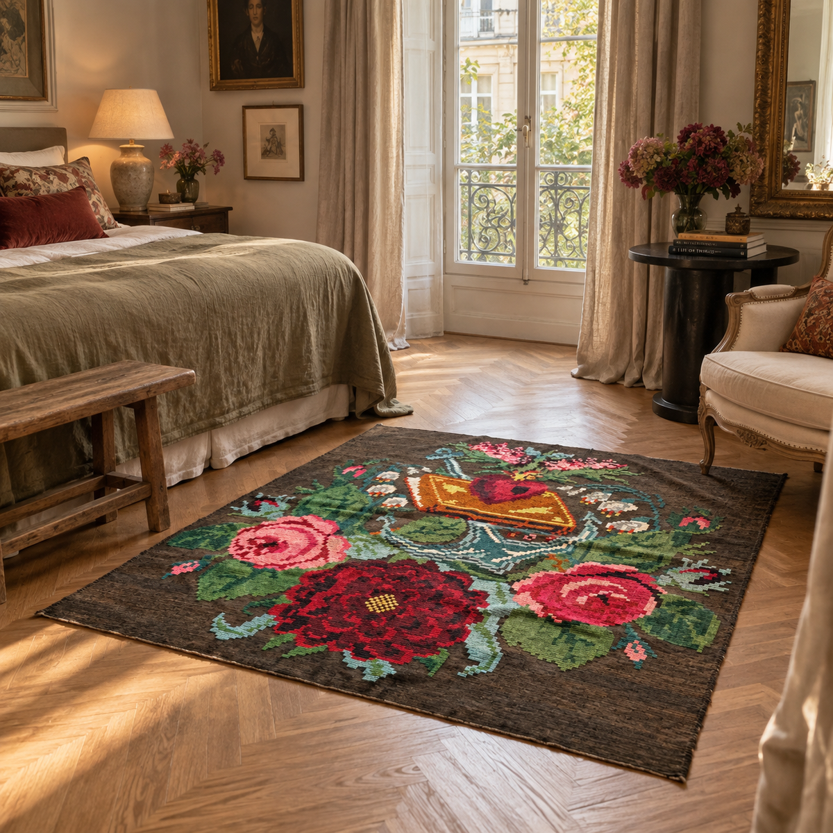 Kilim moldave ancien – 157 × 168 cm – Pièce unique