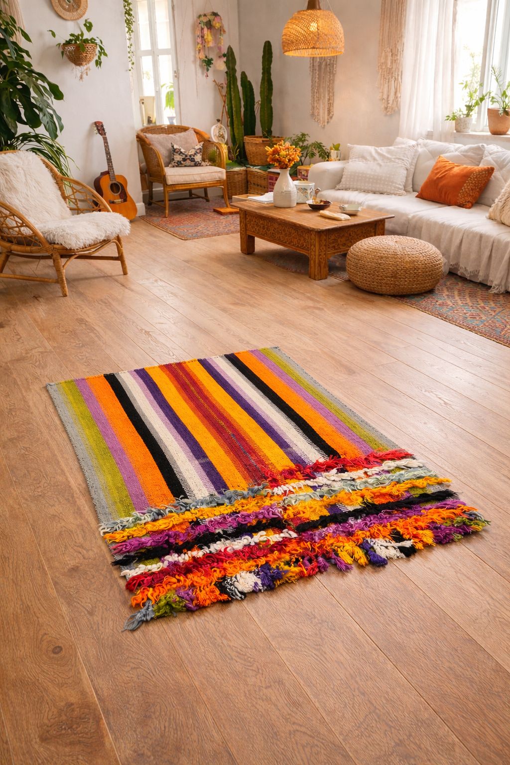 Kilim franges multicolores