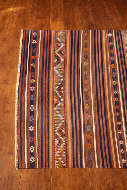 Kilim Cicim traditionnel Manisa Bordeaux-Orange - Ma boutique