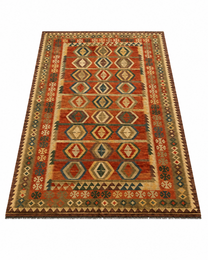 Tapis Kilim Afghan neuf - 281 x 189 cm