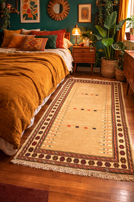 Tapis iranien rose pâle