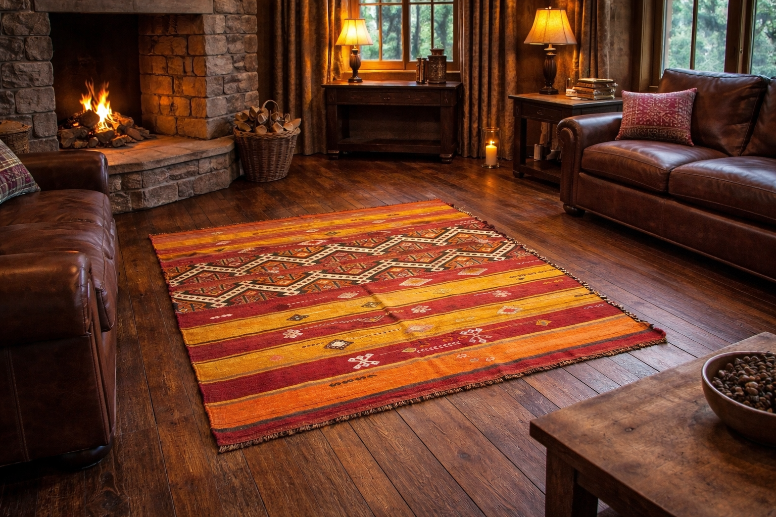 Kilim Cicim orange - Ma boutique