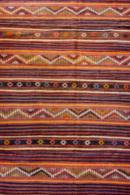 Kilim Cicim traditionnel Manisa Bordeaux-Orange - Ma boutique