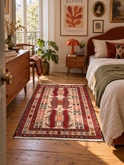 Tapis Shasavan ancien – Soie – Iran – 98 × 150 cm