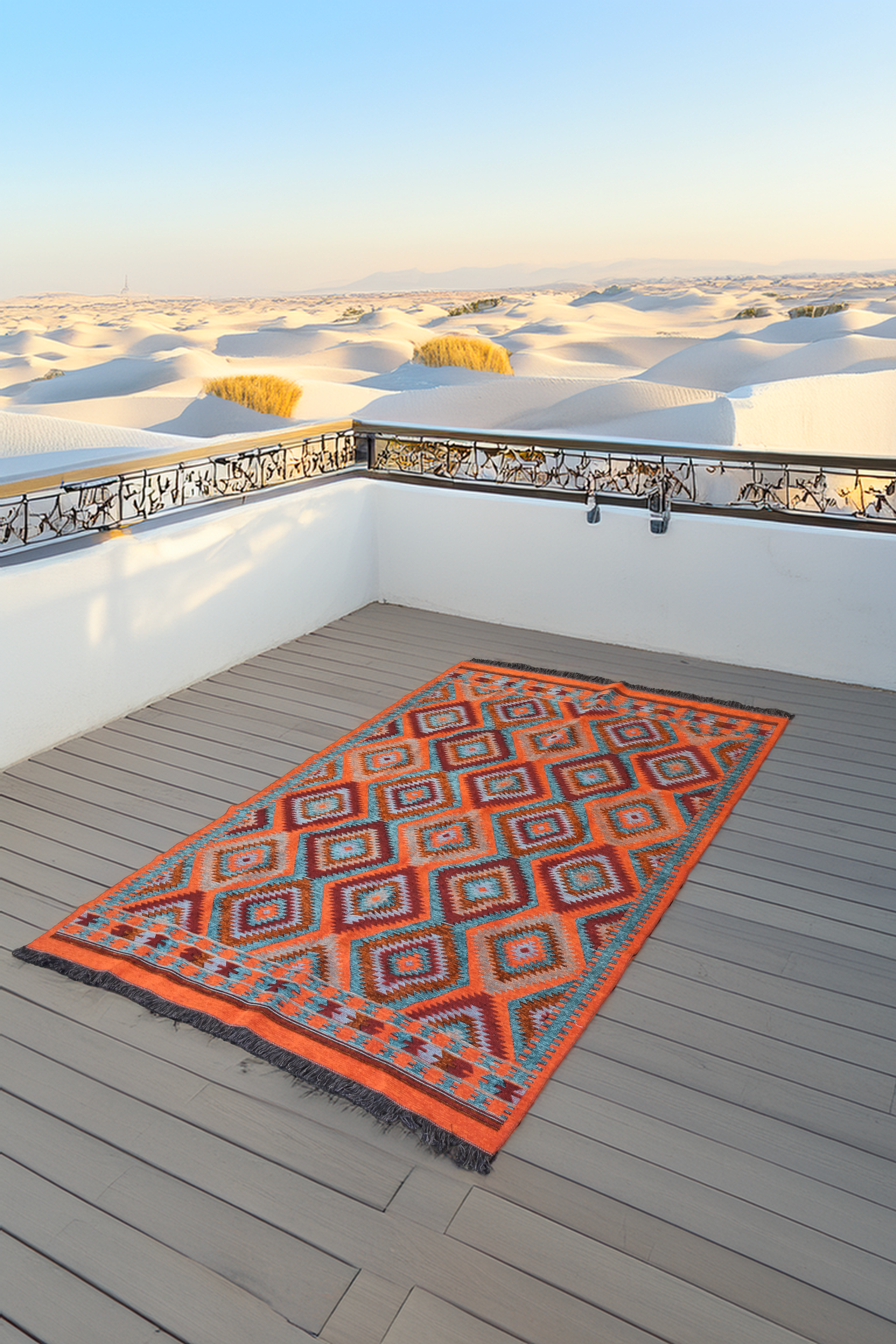 Tapis Les Ottomans Orange-Turquoise - Ma boutique