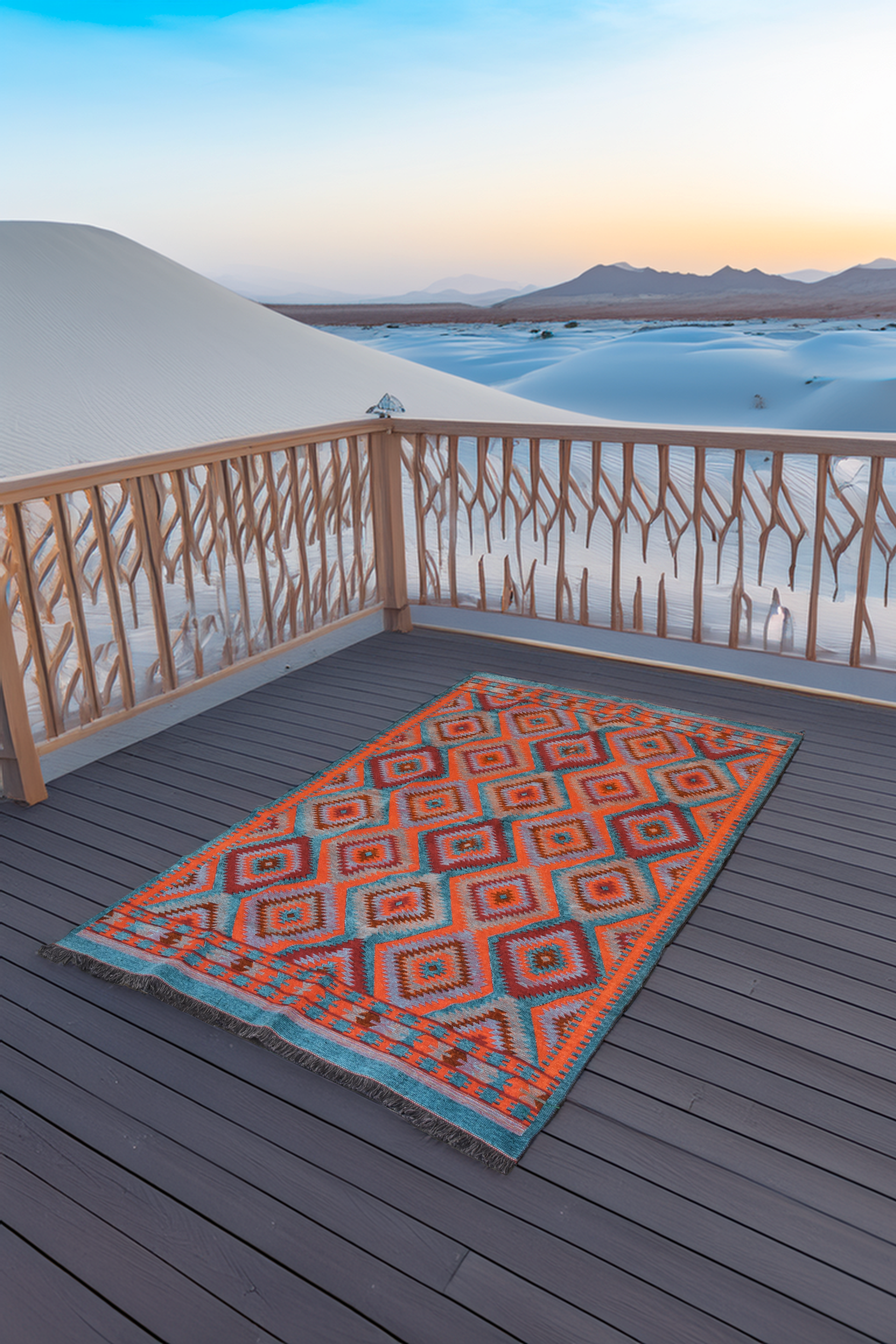 Tapis Les Ottomans Orange-Turquoise - Ma boutique
